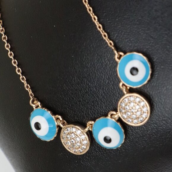 Rose Gold Evil Eye Pendant Necklace with Sparkle Accent, XPNL0248 - Picture 1 of 14